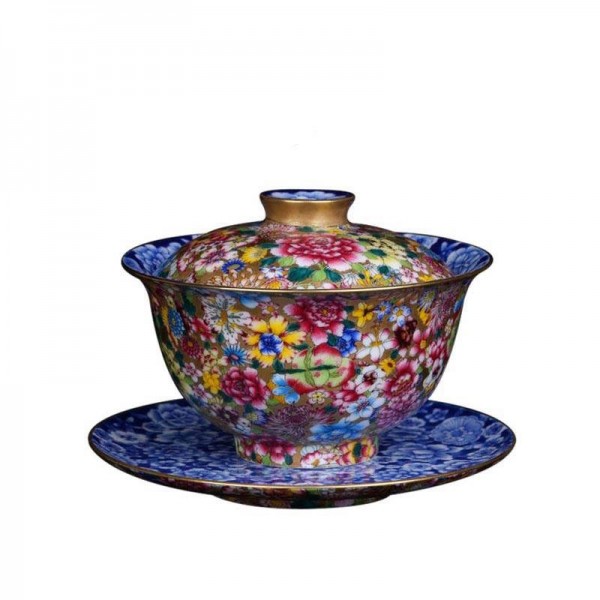 180ml Gaiwan Smalto dipinto a mano Noble Tea Bowl Porcellana in ceramica Bicchieri da tè Articoli per la casa Decorazione per la casa Collezione Regali
