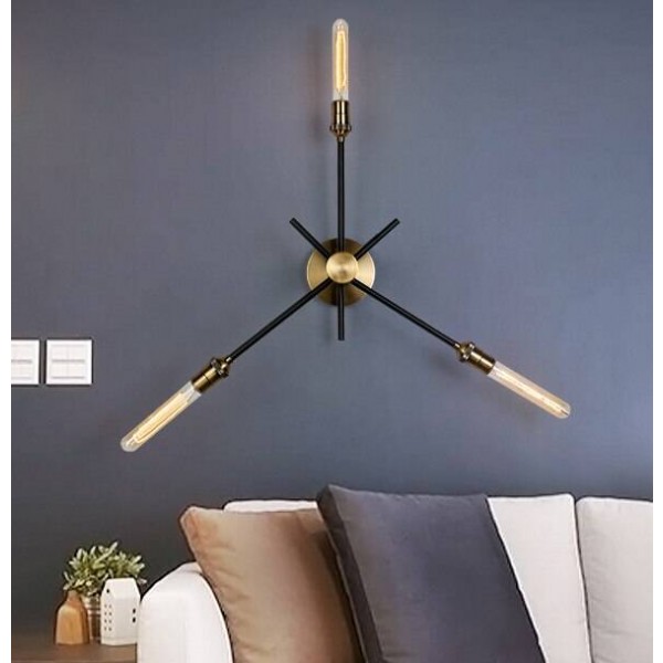 Lampada da parete industriale americana a 3 teste di vendita calda per apparecchio di illuminazione a parete a LED in ferro a soffitta a LED per bar ristorante