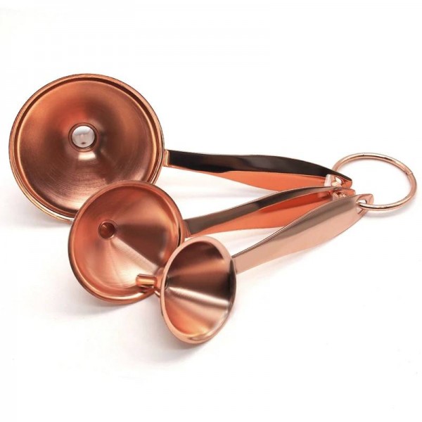 3Pcs / set Imbuto da cucina portatile con manico Contenitore in acciaio inossidabile Imbuto per olio Imbuto per miele per piccoli contenitori di grandi dimensioni