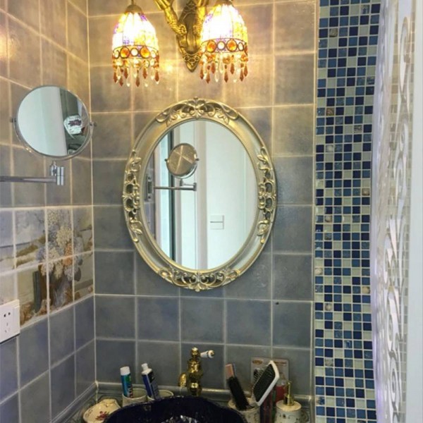 50cmx60cm Specchio ovale europeo americano per il bagno Specchio decorativo Bagno per il bagno Specchio per il trucco Appeso a parete