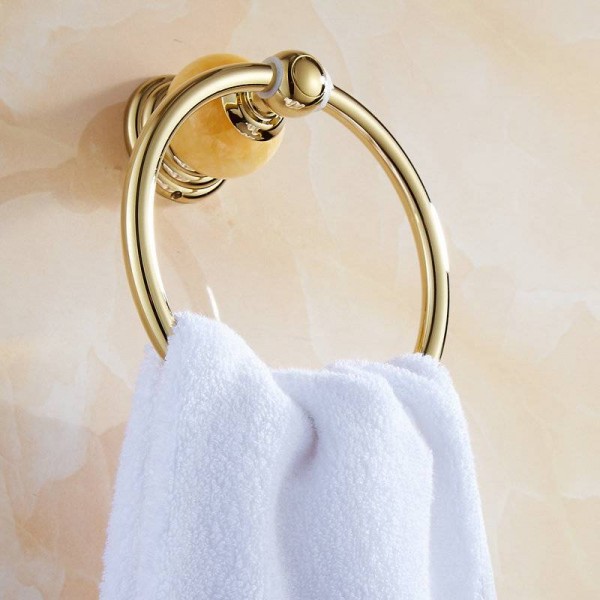 Anello portasciugamani in ottone lucidato oro serie 62 giada con portasciugamani a parete in giada Accessori per il bagno