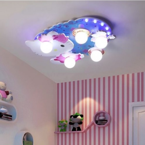 Cartoon soffitto Lampada a risparmio energetico Led Camera per bambini Camera da letto Ragazzi e ragazze Kitty Hello Kitty Telecomando Bluetooth 220V