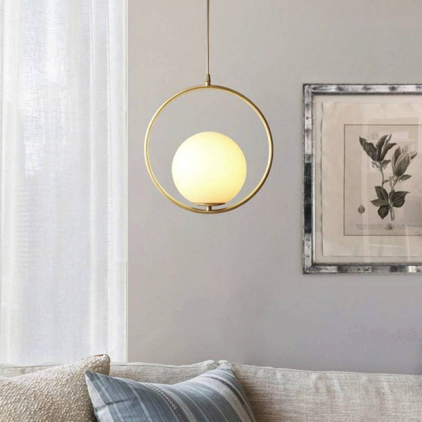 Lampada a sospensione a LED in vetro industriale americano in rame per soggiorno Bar ristorante Loft Lampadario rotondo Apparecchi di illuminazione