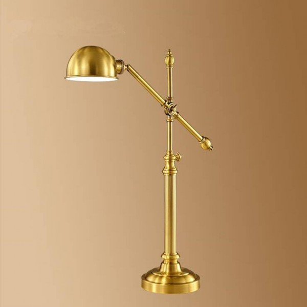 Lampada da tavolo in rame americano per soggiorno, camera da letto, lussuoso studio europeo, comodino, ufficio, lampade da tavolo vintage a LED