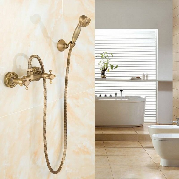 Set di rubinetti per doccia da doccia in kit da bagno a parete in ottone antico