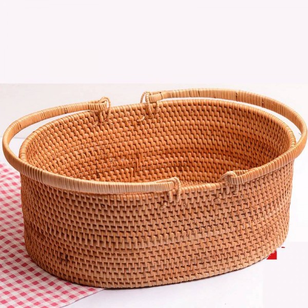 Cestino di immagazzinaggio portatile fatto a mano del cestino di frutta del rattan fatto a mano del rattan di autunno