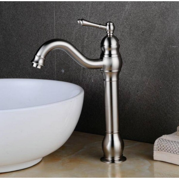 Rubinetti per lavabo Rubinetto per lavabo antico a 1 leva + Lavabo alto più rame caldo e freddo pieno pieno di rubinetto europeo XT922