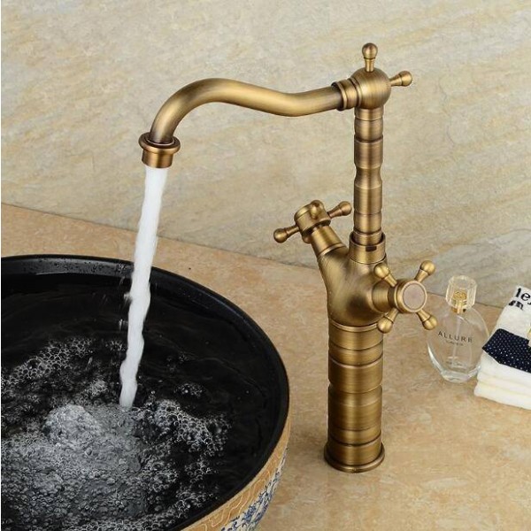 Rubinetti per lavabo Rubinetto per lavabo in ottone antico Rubinetto per doccia a 360 gradi Doppio manico a croce Rubinetto per vasca da bagno Miscelatori XT946