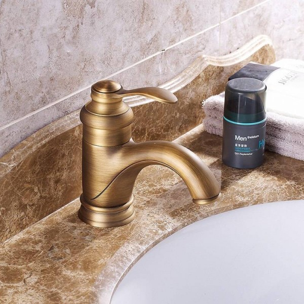 Rubinetti per lavabo Rubinetti per lavandino in ottone antico Maniglia monocomando Lavaggio a bordo vasca Lavabo miscelatore acqua fredda Rubinetti per WC ZLY-6636