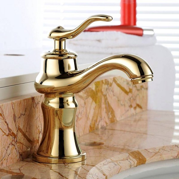 Rubinetti per lavabo Ottone Cromo Argento Bagno di lusso Rubinetto per lavabo Maniglia monoforo Lavabo Miscelatore acqua calda miscelatore freddo YLS5871-111
