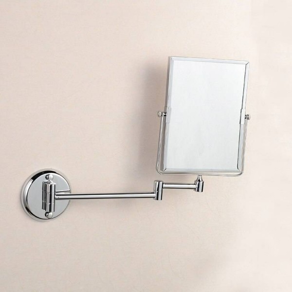 Specchi da bagno 3 x Specchio ingranditore per trucco Specchi cosmetici da parete Doppio lato Ottone Argento Quadrato Specchio del bagno 1758