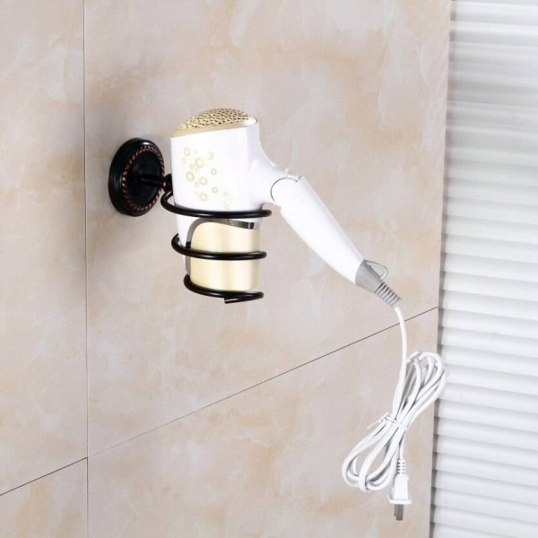 Mensole per bagno Supporto per asciugacapelli in ottone antico Supporto per mensola a muro Accessori per l'asciugacapelli Supporto per asciugacapelli 9150K