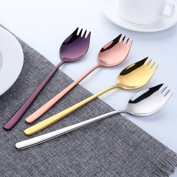 Spork in acciaio inossidabile 18/10 per uso domestico quotidiano Cucchiaio per gelato e forchette per insalata Dessert di frutta SUS304
