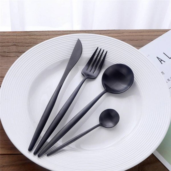 Set di posate SUS304 in acciaio inossidabile da 24 pezzi per la casa / cucina / ristorante / hotel Servizio di posate opaco elegante per 8