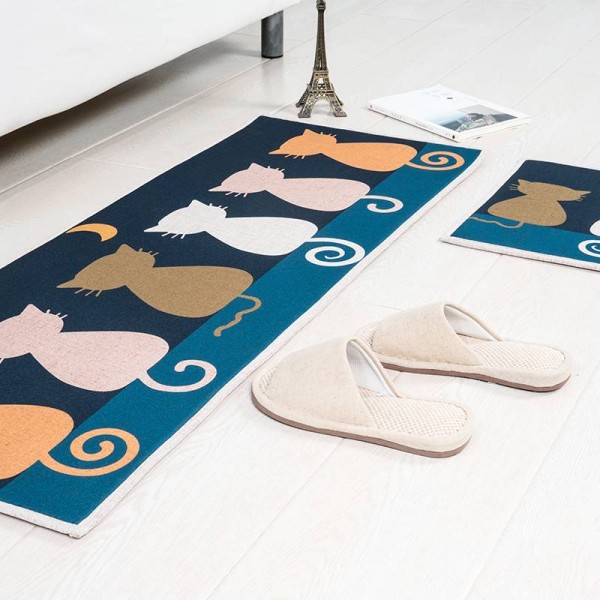 Cartone animato modello di pesce MAT Cuscino quadrato Cuscinetto della porta della cucina Bagno Antiscivolo Rimuovere la polvere Tappetini Tavolo Tappeto Biancheria da letto Tappeti gattino