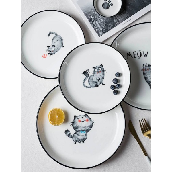 Ciotola di riso della ciotola della tagliatella del piatto della famiglia del piatto di ceramica di Cat Fun Glaze Color