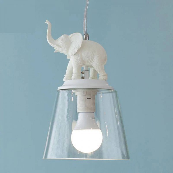 Lampada per bambini elefante lampada a sospensione appesa soggiorno lampada in vetro E27 illuminazione per bambini Illuminazione ristorante americano industriale