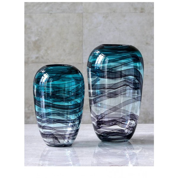 Vaso in vetro colorato Decorazione per la casa Vaso a secco Vaso trasparente americano Soggiorno Fiore TV Decorazione per armadio
