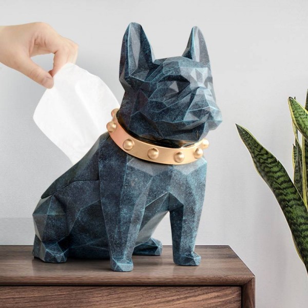 Mestiere del supporto del tessuto del cane del nero della resina della figurina del cane per la scatola del tessuto creativo creativo moderno del tessuto del cane della decorazione del piano d'appoggio della stanza della cucina