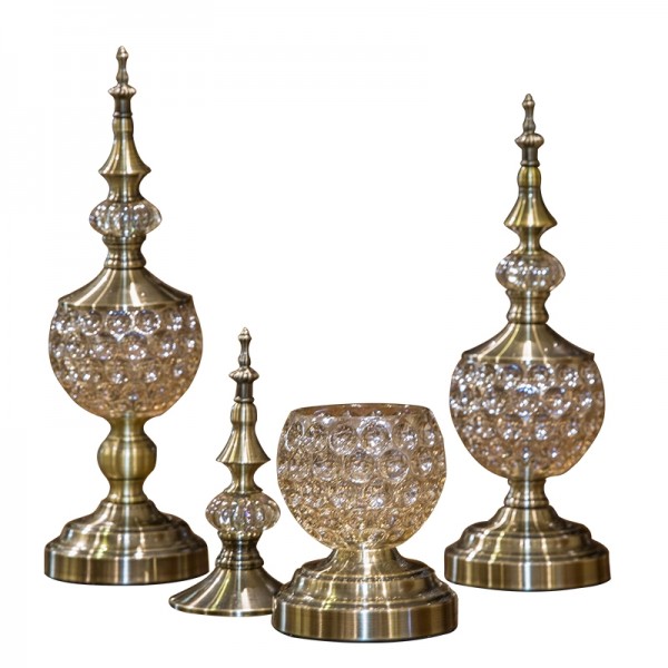 Vaso di caramella di cristallo europeo decorazione per soggiorno ornamenti piccola Ciotola di zucchero in metallo con coperchio piatto di frutta secca scatola regalo