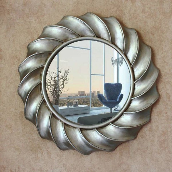 Specchio europeo Specchio decorativo rotondo semplice Specchio per bagno sospeso Specchio per bagno antico per la casa
