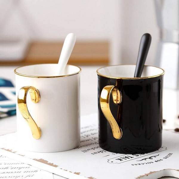 Coppia di tazze europee Tazze in oro Regali squisiti in tazza di caffè fatti a mano in ceramica