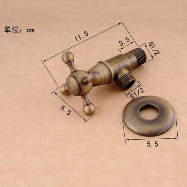 Rubinetti Parti di ricambio Rubinetti 1/2 "x 1/2" Ottone antico Bagno Angolo valvola di arresto Valvole a triangolo di riempimento a freddo freddo HJ-0315F