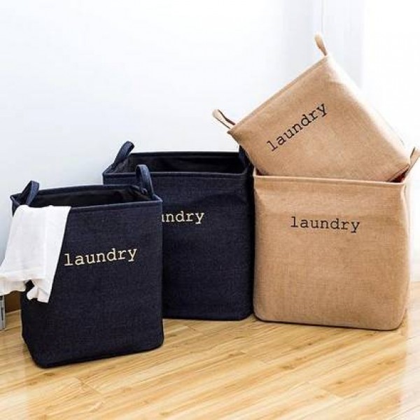 Pieghevole grande biancheria in cotone denim ostacolare il cesto della biancheria abbigliamento giocattoli mettere cestino di immagazzinaggio scatola di vestiti sporchi