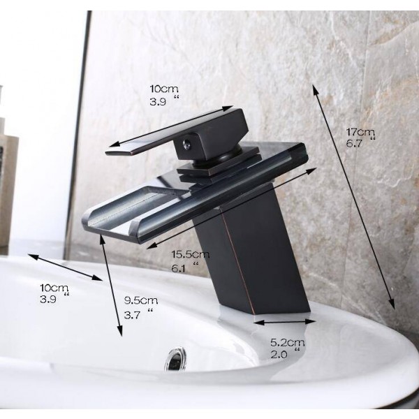 3 LED Cambiamento di colore Cascata Rubinetto del bagno Lavandino del lavabo Miscelatore Miscelatore olio bronzo lucidato A1008