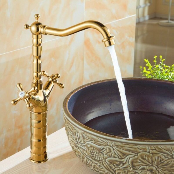 Rubinetti da cucina dorati Rubinetto da bagno girevole in ottone Rubinetto per lavabo 9056G