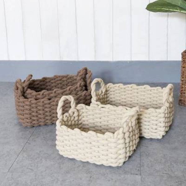 Ins Cestino per la casa in stile nordico Cestino per detriti in cotone Corda per cestello Morbida cesta per la casa Cestino da tiro