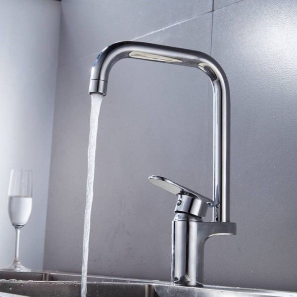Ktichen rubinetto di lusso in ottone cromato alto arco cucina lavelli rubinetti miscelatore monocomando girevole lavabo lavabo miscelatore acqua LAD-128