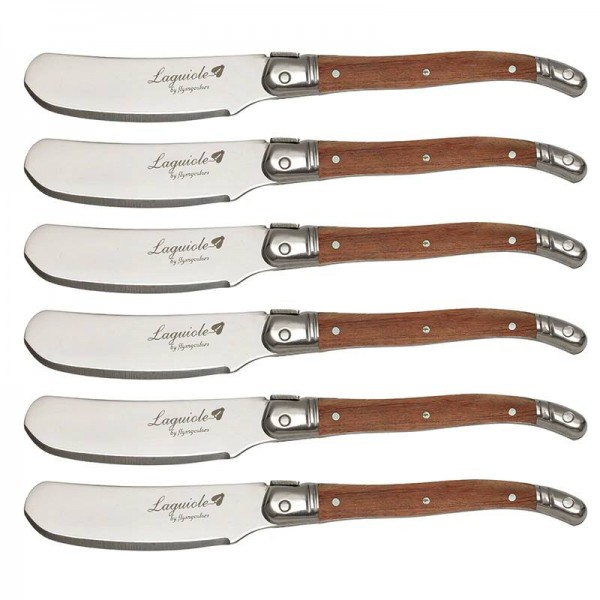 Set di coltelli per spalmatori di burro stile Laguiole Coltello da formaggio in acciaio inossidabile Coltello da burro con manico in legno Posate da cucina da 6,25 ''