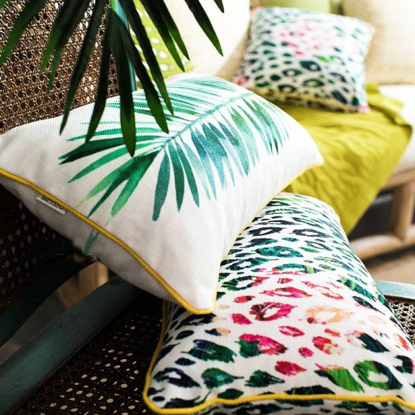 Fodera per cuscino di lusso di marca Pianta tropicale Foglia Fenicottero Cuscini decorativi Custodia Almofadas Cojines Divano Copridivano per auto