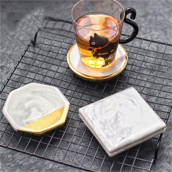 Sottobicchieri in ceramica in marmo stile nordico Sottobicchieri bordati in oro impediscono la decorazione del tavolo con tappetino per tazza scivoloso
