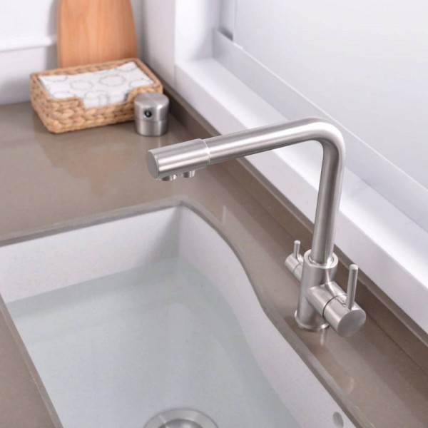 Più colore Rubinetto da cucina girevole in ottone a 3 vie con rubinetto per acqua potabile con filtro in marmo dipinto LAD-34