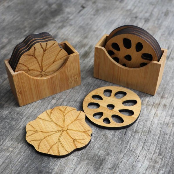 Sottobicchiere in bambù naturale set tondo creativo tovaglietta tazza tappetino tazze di caffè porta copos decorazione domestica piattino Isolamento