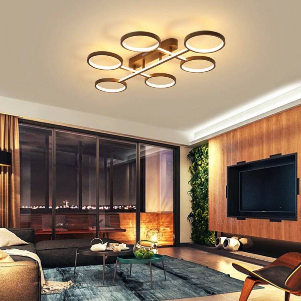 Nuovo arrivo moderno lampadari a led luci per soggiorno camera da letto sala studio casa colore del caffè cornice lampade da interno dero