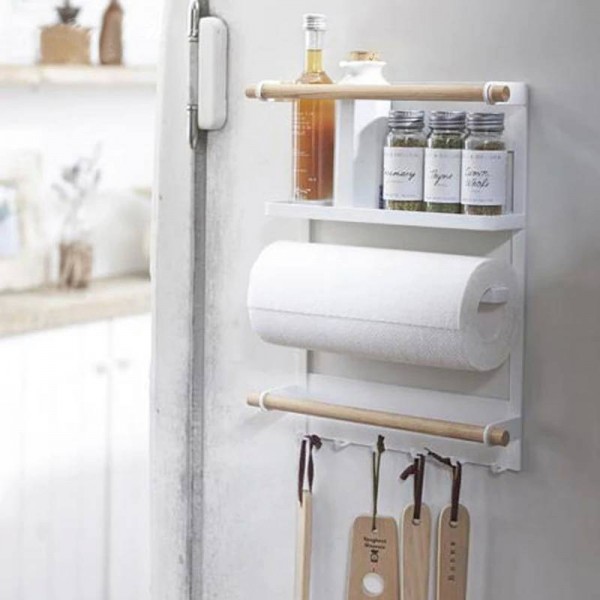 Nordic Metal Iron Storage Shelf Magnete Frigorifero ad adsorbimento Bottiglie per condimenti Articoli vari per la conservazione Organizer per la casa