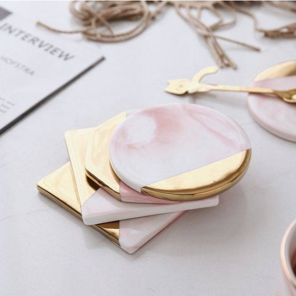 Decorazioni per la tavola domestiche della ceramica semplice creativa del sottobicchiere di marmo rosa