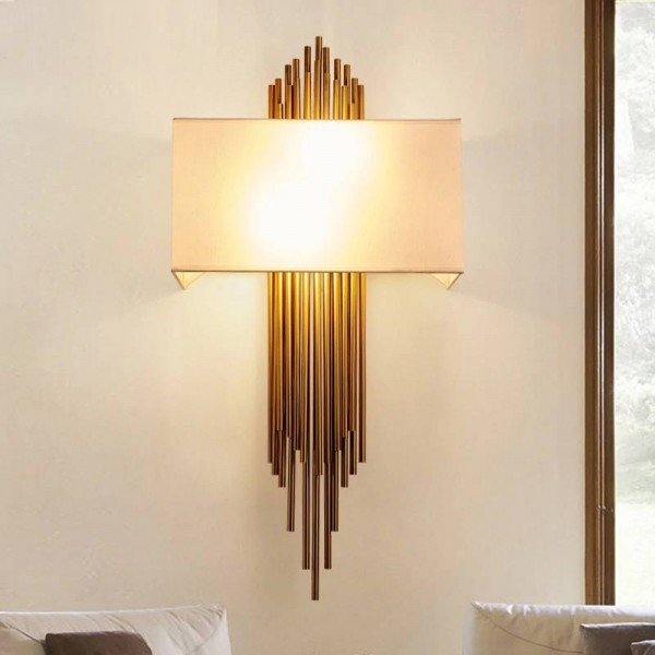 Lampada da parete postmoderna Applique da parete di ingegneria Modello Designer Wall Cloth Cover Lampada da parete in ferro Lampada da hotel a LED