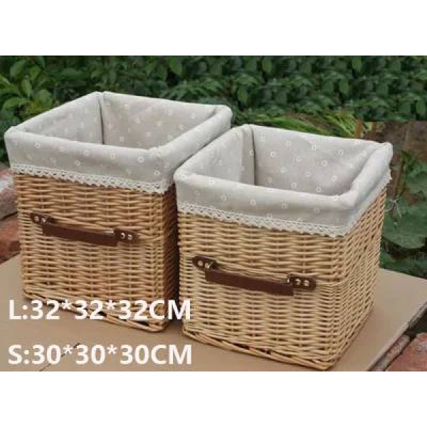 Cestino portaoggetti in rattan con manico mobile porta TV portatile cestino portaoggetti tavolino cestino portaoggetti