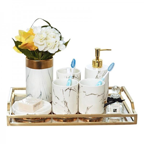 Set di grani di marmo Nord Europa Ceramica Detergenti per denti Spazzola Denti a tazza Tazza gargarismi Bagno con doccia Toilette Toilette