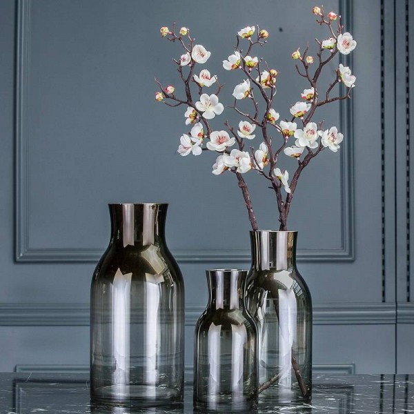 Ornamenti molli moderni semplici semplici della decorazione del fiore del desktop del salone di vetro trasparente semplice del vaso