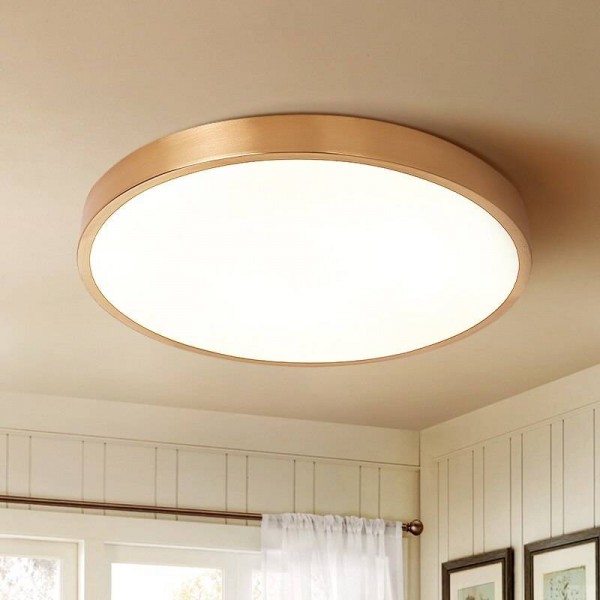sala studio rotonda Lampada da soffitto a led Lampada da soffitto rotonda interamente in rame Lampada da camera da letto Corridoio Lampade da lettura moderne
