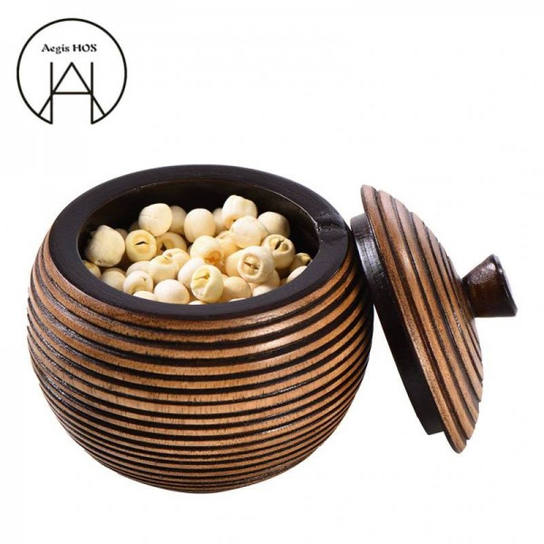 Scatola di immagazzinaggio delle latte di caramella di struttura scolpita mano del carrello del tè delle latte di immagazzinaggio dell'alimento creativo tailandese della decorazione di legno