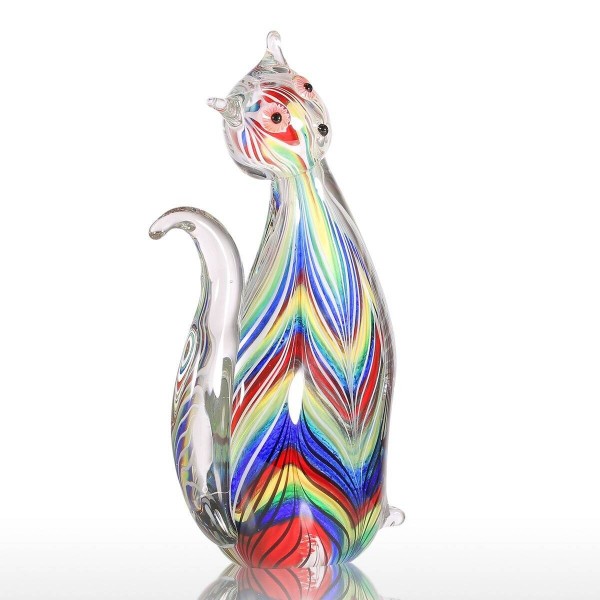 Accessori colorati della decorazione domestica della casa del soffiatore di vetro del figurine del fermacarte del figurine del fermacarte del mini regalo variopinto del gattino di vetro