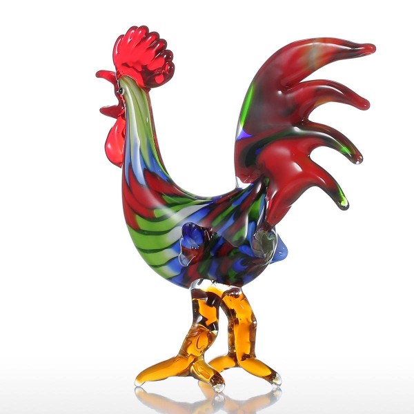 Decorazione variopinta del mestiere di vetro del regalo del favore dell'ornamento animale della decorazione della figurina di vetro variopinta del gallo per il Ministero degli Interni
