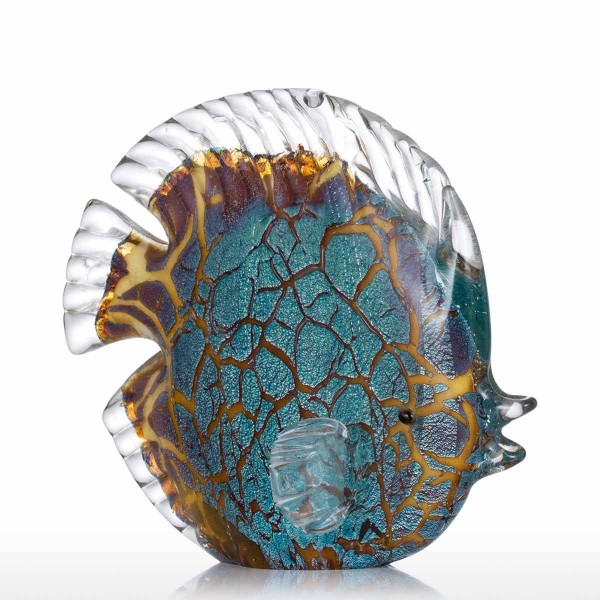 Colorato macchiato pesce tropicale in vetro figurina pesce figurina Mediterraneo Art Favor Craft regalo decorazione della casa