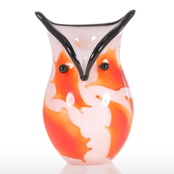 Owl Cointainer Regalo Ornamento di vetro Figurine di animali Decorazioni per la casa soffiate a mano Accessori per decorazioni per la casa bianche e arancioni
